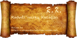 Radvánszky Katalin névjegykártya